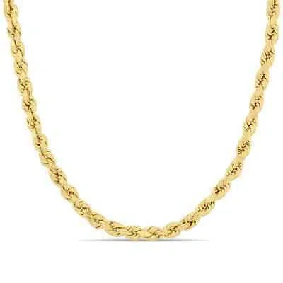 Pre-owned Amour 24 Inch Rope Chain Men's Necklace In 10k Yellow Gold (4 Mm)