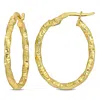 Amour 24mm Oval Twisted And Textured Hoop Earrings In 14k Yellow Gold In Yellow