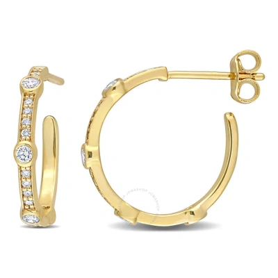 Amour 2/5 Ct Tdw Diamond Open Hoop Earrings In 10k Yellow Gold