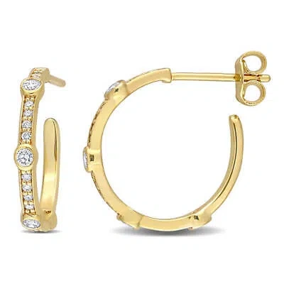Pre-owned Amour 2/5 Ct Tdw Diamond Open Hoop Earrings In 10k Yellow Gold
