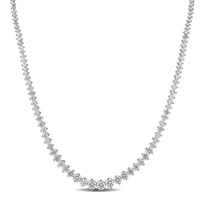 Amour 25 Ct Tgw Cubic Zirconia Tennis Necklace In Sterling Silver In White