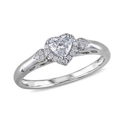 Amour 2/5 Ct Tw Heart-cut Diamond Halo Engagement Ring In 14k White Gold In Metallic