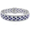 AMOUR AMOUR 26 1/5 CT TGW CREATED BLUE AND CREATED WHITE SAPPHIRE BRACELET IN STERLING SILVER