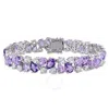 Amour 27 1/6 Ct Tgw Rose De France Amethyst And Created White Sapphire Vintage Bracelet In Sterling In White