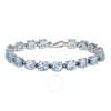 Amour 29 1/2 Ct Tgw Sky-blue Topaz And Sapphire Bracelet In Sterling Silver In Blue