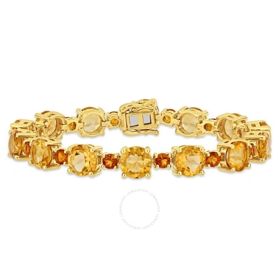 Amour 29 3/8 Ct Tgw Citrine And Madeira Citrine Tennis Bracelet In Yellow Plated Sterling Silver In Silver / Yellow