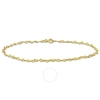 AMOUR AMOUR 2MM HEART LINK ANKLET IN 14K GOLD - 9 IN.