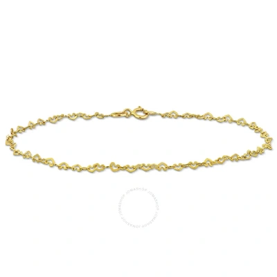 Amour 2mm Heart Link Anklet In 14k Gold - 9 In. In Yellow