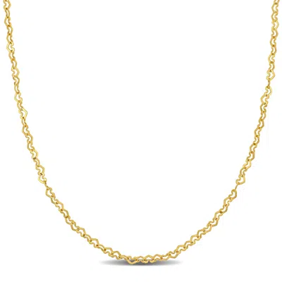 Amour 2mm Heart Link Necklace In 14k Yellow Gold - 16 In