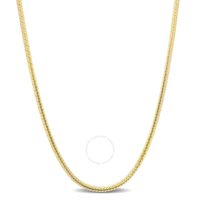 Amour 2mm Herringbone Chain Necklace In Yellow Plated Sterling Silver In Gray