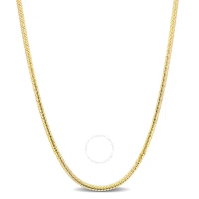 Amour 2mm Herringbone Chain Necklace In Yellow Plated Sterling Silver In Gold