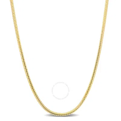 Amour 2mm Herringbone Chain Necklace In Yellow Plated Sterling Silver