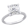 AMOUR AMOUR 3 1/2 CT DEW CREATED MOISSANITE AND 1/10 CT TW DIAMOND ENGAGEMENT RING IN 14K WHITE GOLD