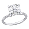Amour 3 1/2 Ct Dew Created Moissanite And 1/10 Ct Tw Diamond Engagement Ring In 14k White Gold In White