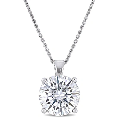 Amour 3 1/2 Ct Dew Created Moissanite Solitaire Pendant With Chain In 14k White Gold