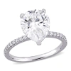 AMOUR AMOUR 3 1/2 CT DEW PEAR SHAPE CREATED MOISSANITE ENGAGEMENT RING IN 10K WHITE GOLD