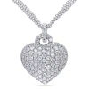 AMOUR AMOUR 3 1/2 CT TGW CREATED WHITE SAPPHIRE HEART PENDANT WITH TRIPLE-STRAND CHAIN IN STERLING SILVER