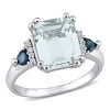 AMOUR AMOUR 3 1/3 CT TGW ICE AQUAMARINE AND SAPPHIRE AND DIAMOND-ACCENT COCKTAIL RING IN STERLING SILVER