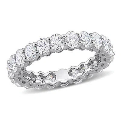Pre-owned Amour 3 1/3 Ct Tgw Oval Cut Created Moissanite Eternity Ring In 14k White Gold