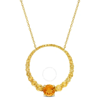 Amour 3 1/4 Ct Tgw Citrine And Madeira Citrine Graduated Open Circle Pendant With Chain In Yellow Pl In Gold