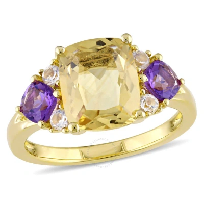 Amour 3 1/4 Ct Tgw Cushion-shape Citrine In Gold
