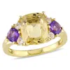 Amour 3 1/4 Ct Tgw Cushion-shape Citrine In Yellow