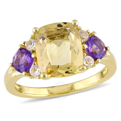 Amour 3 1/4 Ct Tgw Cushion-shape Citrine In Gold