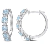 AMOUR AMOUR 3 1/4 CT TGW SKY BLUE TOPAZ AND WHITE TOPAZ HOOP EARRINGS IN STERLING SILVER