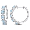 Amour 3 1/4 Ct Tgw Sky Blue Topaz And White Topaz Hoop Earrings In Sterling Silver In White