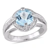 AMOUR AMOUR 3 3/4 CT TGW BLUE AND WHITE TOPAZ HALO SPLIT SHANK RING IN STERLING SILVER