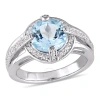 Amour 3 3/4 Ct Tgw Blue And White Topaz Halo Split Shank Ring In Sterling Silver In White
