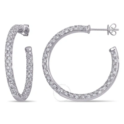 Amour 3 3/4 Ct Tw Diamond Inside Outside Hoop Earrings In 18k White Gold