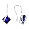 Amour 3 3/8 Ct Tgw Square Cut Created Blue Sapphire Earrings In 10k White Gold In Blue