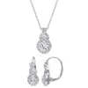 Amour 3 4/5 Ct Tgw Created White Sapphire Halo 2-piece Set Of Leverback Earrings And Pendant With Ch In White