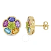 AMOUR AMOUR 3 5/8 CT TGW AMETHYST SWISS-BLUE TOPAZ RHODOLITE IOLITE CITRINE PERIDOT FLORAL STUD EARRINGS I