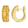 Amour 3 5/8 Ct Tgw Citrine Hoop Earrings In Yellow Plated Sterling Silver In Yellow