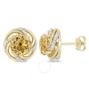 Amour 4 Ct Tgw Citrine And White Topaz Swirl Stud Earrings In Yellow Plated Sterling Silver In Yellow