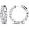 AMOUR AMOUR 3 CT DEW CREATED MOISSANITE BEADED HOOP EARRINGS IN 10K WHITE GOLD