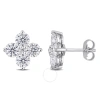 AMOUR AMOUR 3 CT DEW CREATED MOISSANITE FLORAL STUD EARRINGS IN STERLING SILVER