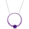 Amour 3 Ct Tgw African Amethyst Circle Of Life Pendant With Chain In Sterling Silver In White