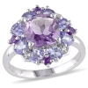 AMOUR AMOUR 3 CT TGW AMETHYST AND TANZANITE FLORAL CLUSTER RING IN STERLING SILVER