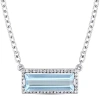 Amour 3 Ct Tgw Baguette Cut Blue Topaz And White Sapphire Halo Necklace In Sterling Silver In Blue