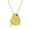 AMOUR AMOUR 3 CT TGW CREATED BLUE AND YELLOW SAPPHIRE CHICK NECKLACE IN YELLOW PLATED STERLING SILVER