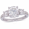 Amour 3 Ct Tgw Created White Sapphire And Diamond Three Stone Ring In 10k White Gold In Gold / Gold Tone / White