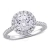 AMOUR AMOUR 3 CT TGW CREATED WHITE SAPPHIRE HALO RING IN STERLING SILVER