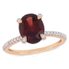 AMOUR AMOUR 3 CT TGW OVAL-CUT GARNET AND 1/10 CT TW DIAMOND RING IN 10K ROSE GOLD
