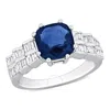 AMOUR AMOUR 3 CT TGW SAPPHIRE AND 1/3 CT TDW DIAMOND RING IN 18K WHITE GOLD