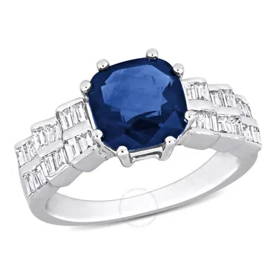Amour 3 Ct Tgw Sapphire And 1/3 Ct Tdw Diamond Ring In 18k White Gold