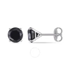 Amour 3 Ct Tw Black Diamond Stud Earrings In 14k White Gold In Black