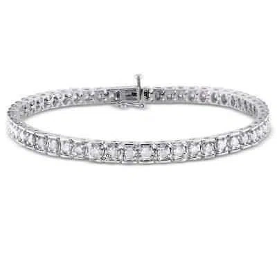 Pre-owned Amour 3 Ct Tw Diamond Tennis Bracelet In Sterling Silver In Check Description